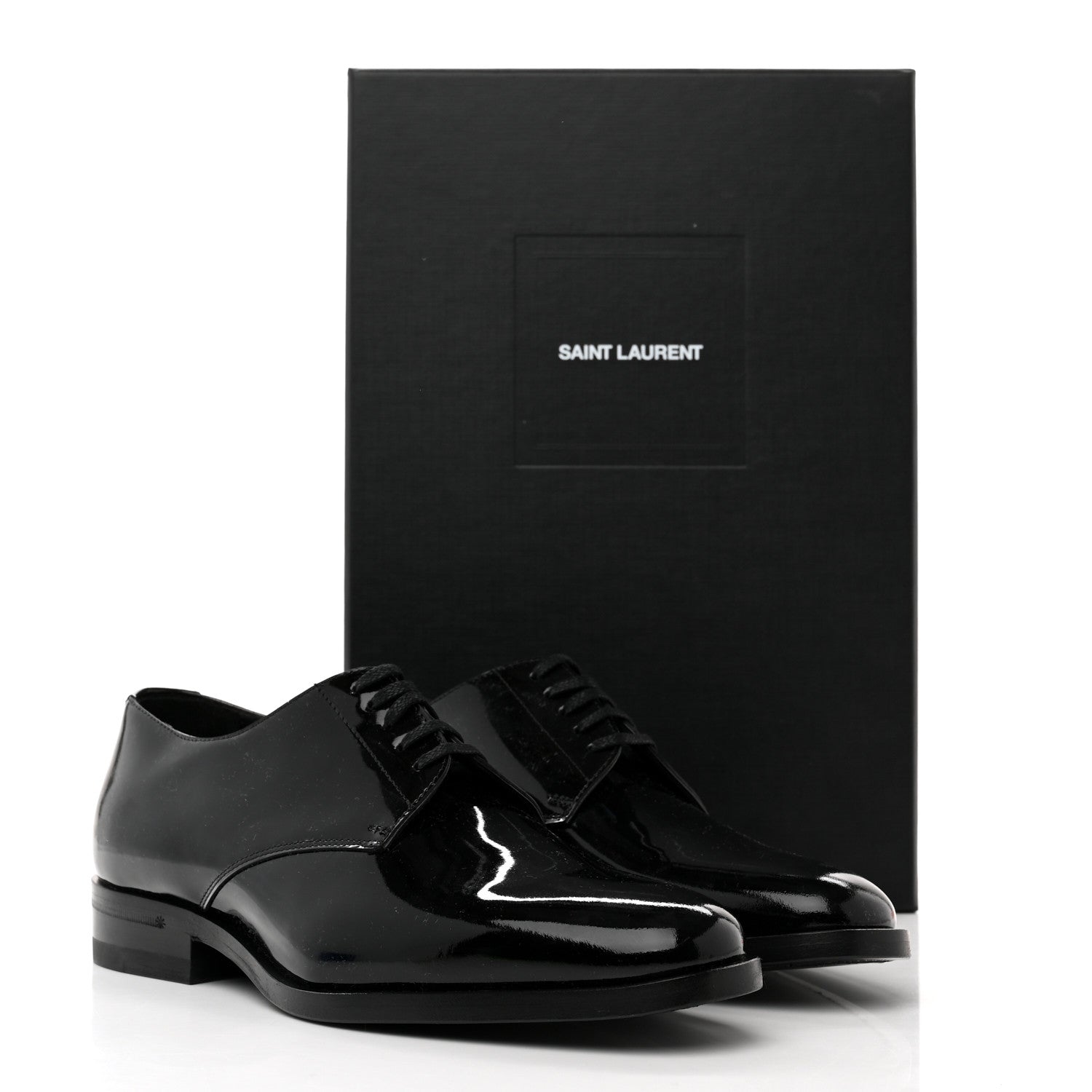 Saint Laurent Patent Calfskin Mens Derby Lace Up Shoes 36.5 Black 8 of 8