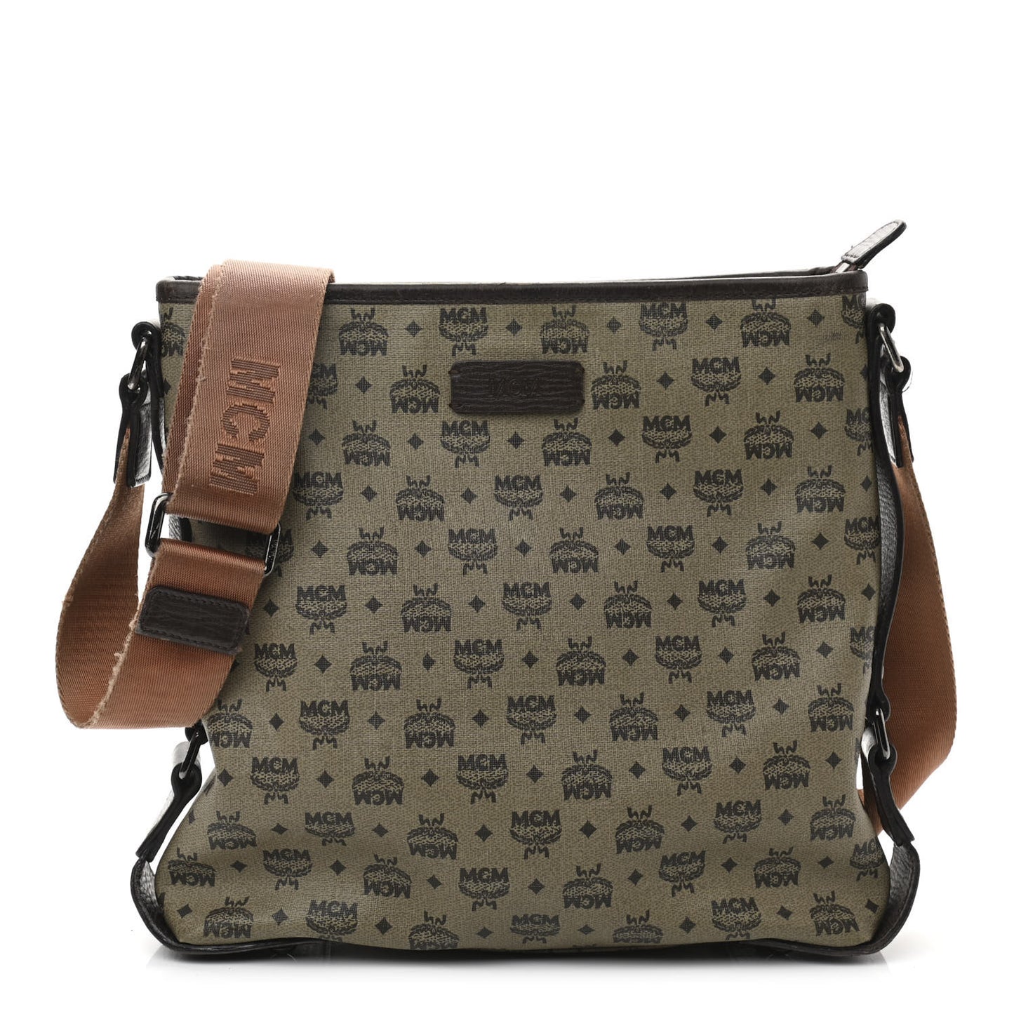 Coated Canvas Messenger Bag Beige