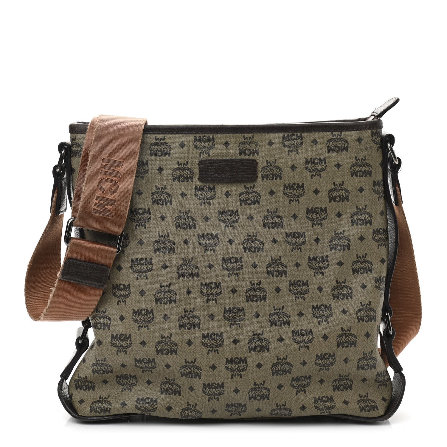 MCM Coated Canvas Messenger Bag Beige 1 of 16