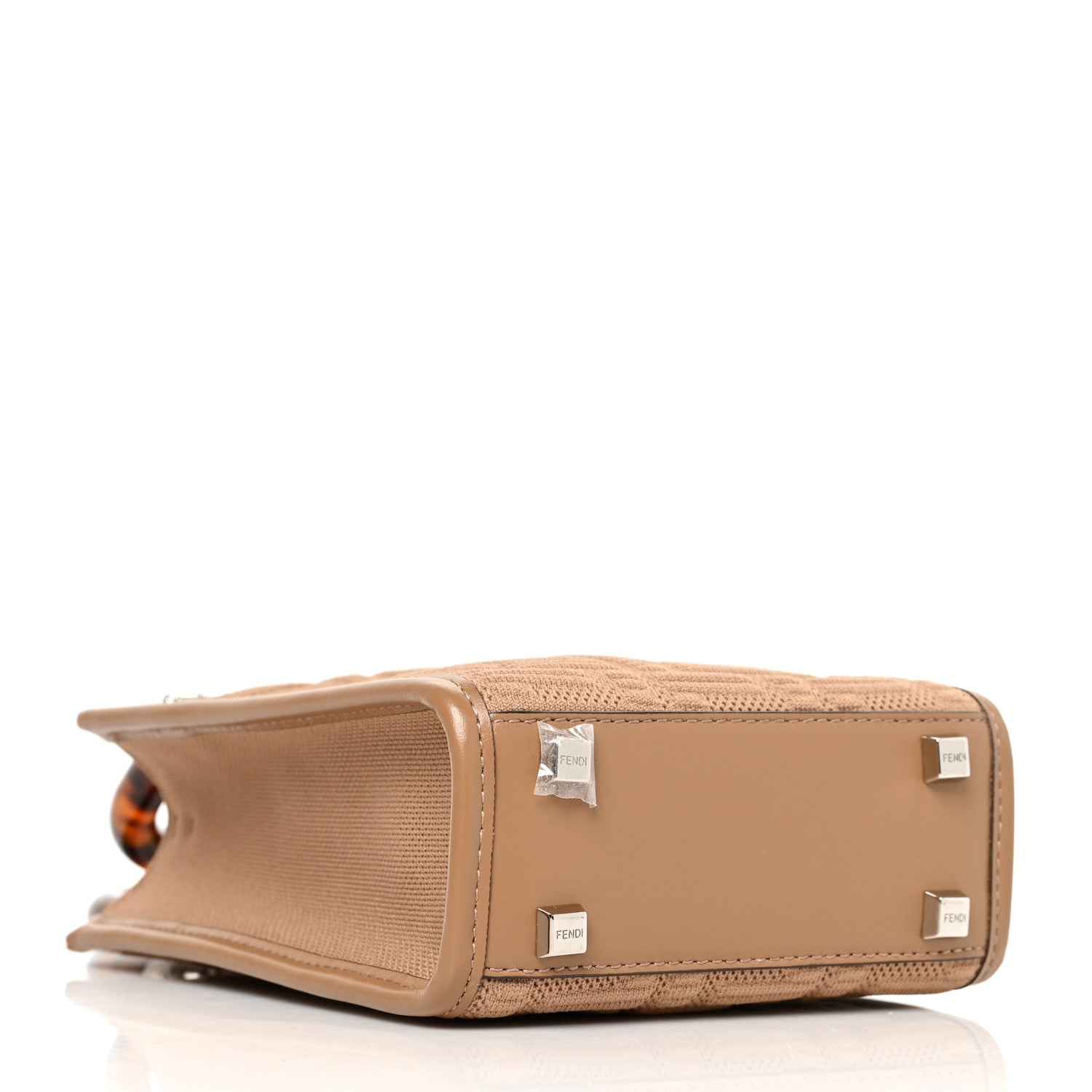 Fendi Technical Fabric Vitello Ceylon Plexiglass FF Mini Fendi Sunshine Shopper Tote Sand 3 of 9