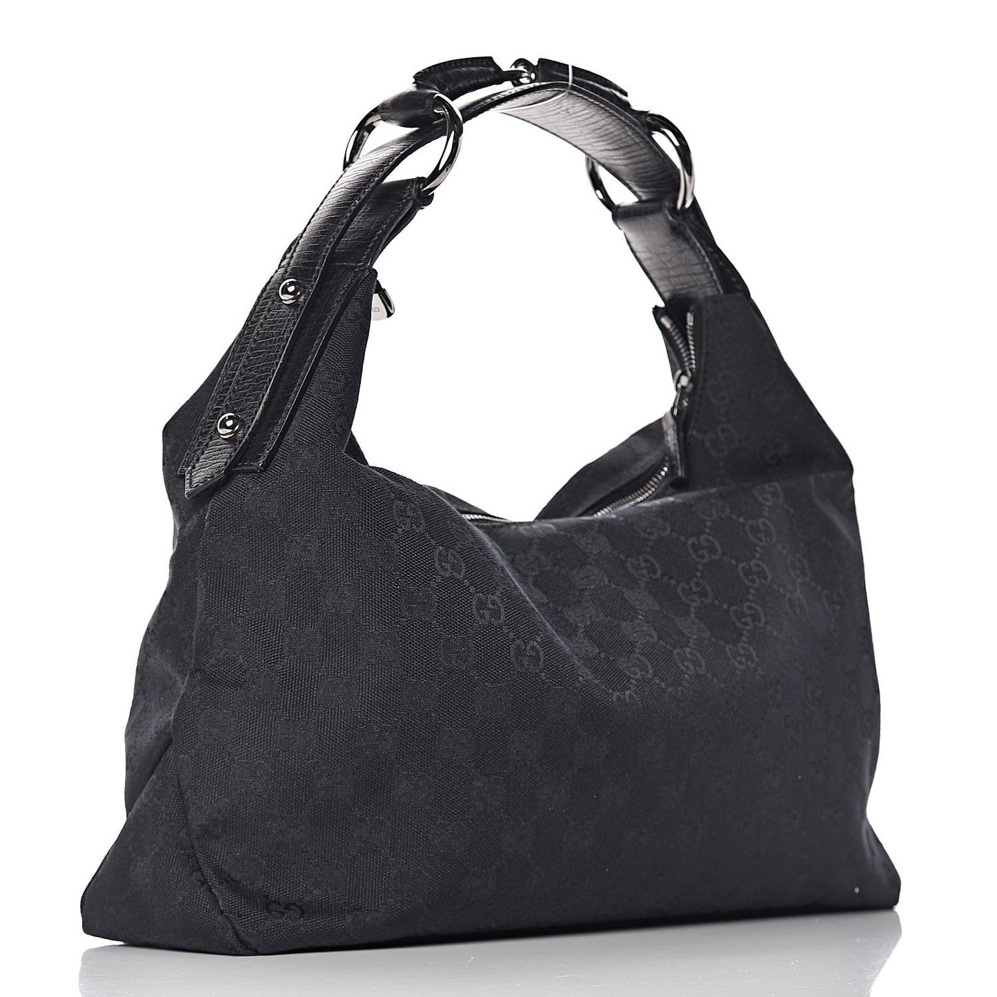 Monogram Medium Horsebit Chain Hobo Black