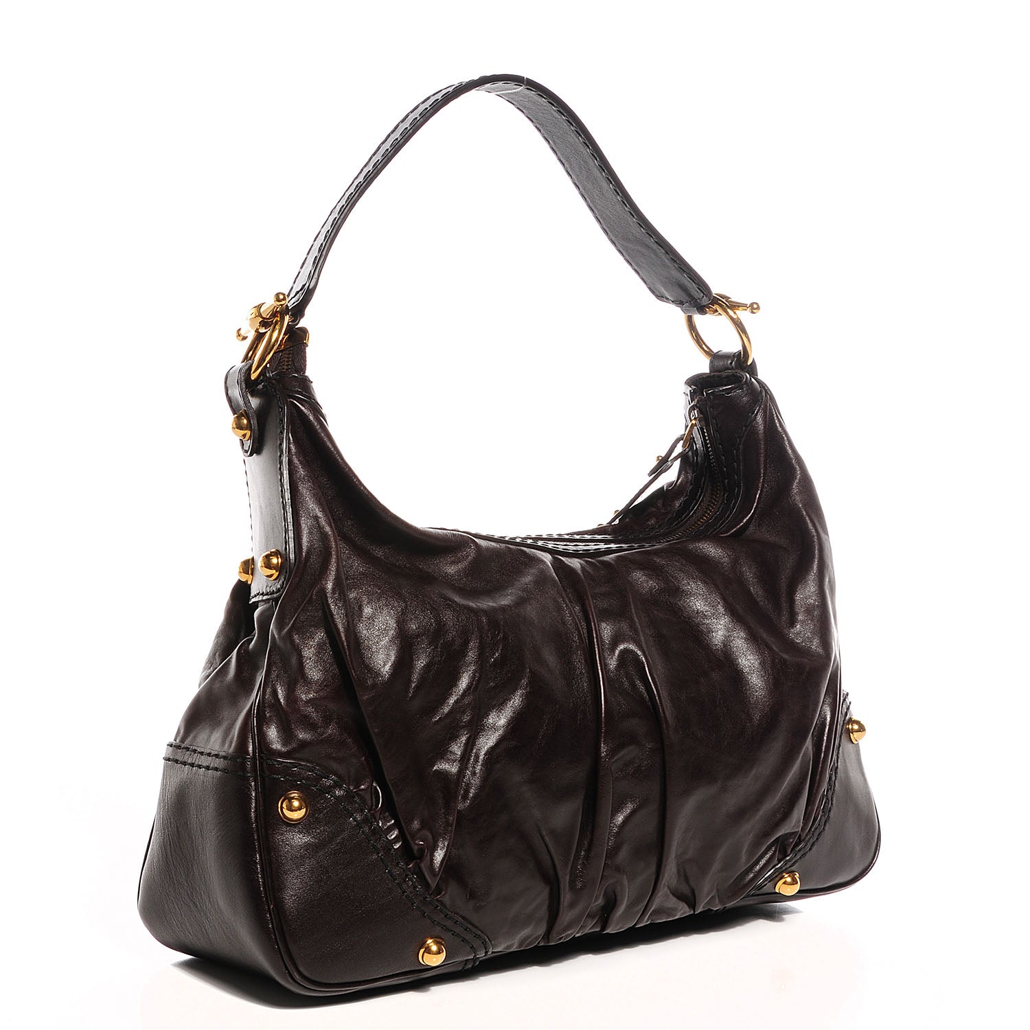 Gucci Leather Medium Jockey Hobo Dark Brown 3 of 7