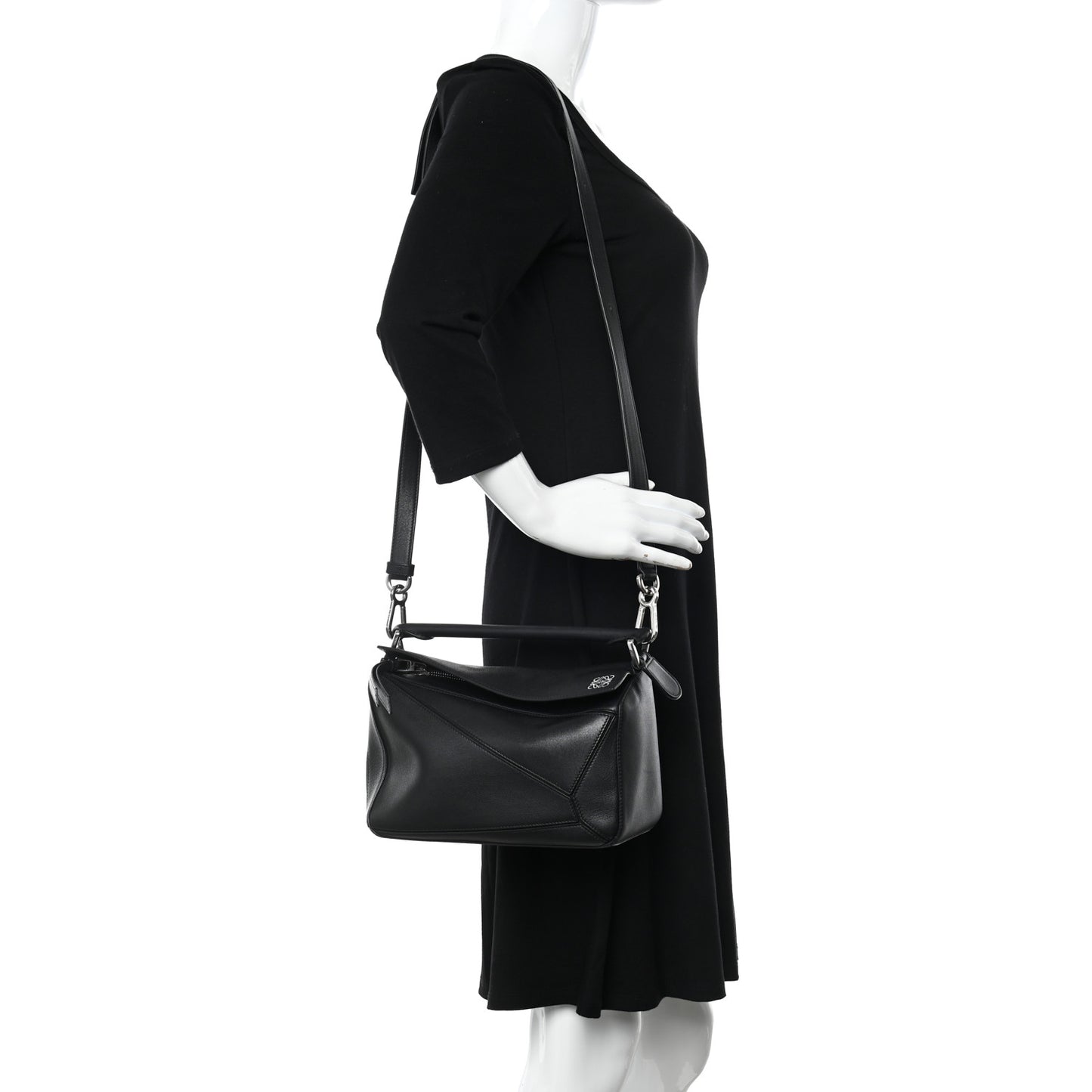 Calfskin Small Puzzle Bag Black