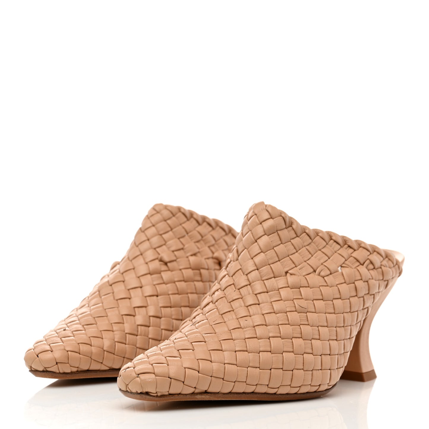 Nappa Intrecciato Almond Mules 37.5 Beige