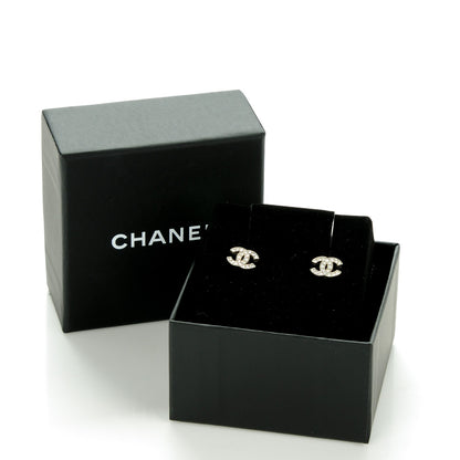 Chanel Crystal Mini Timeless CC Earrings Silver 3 of 5