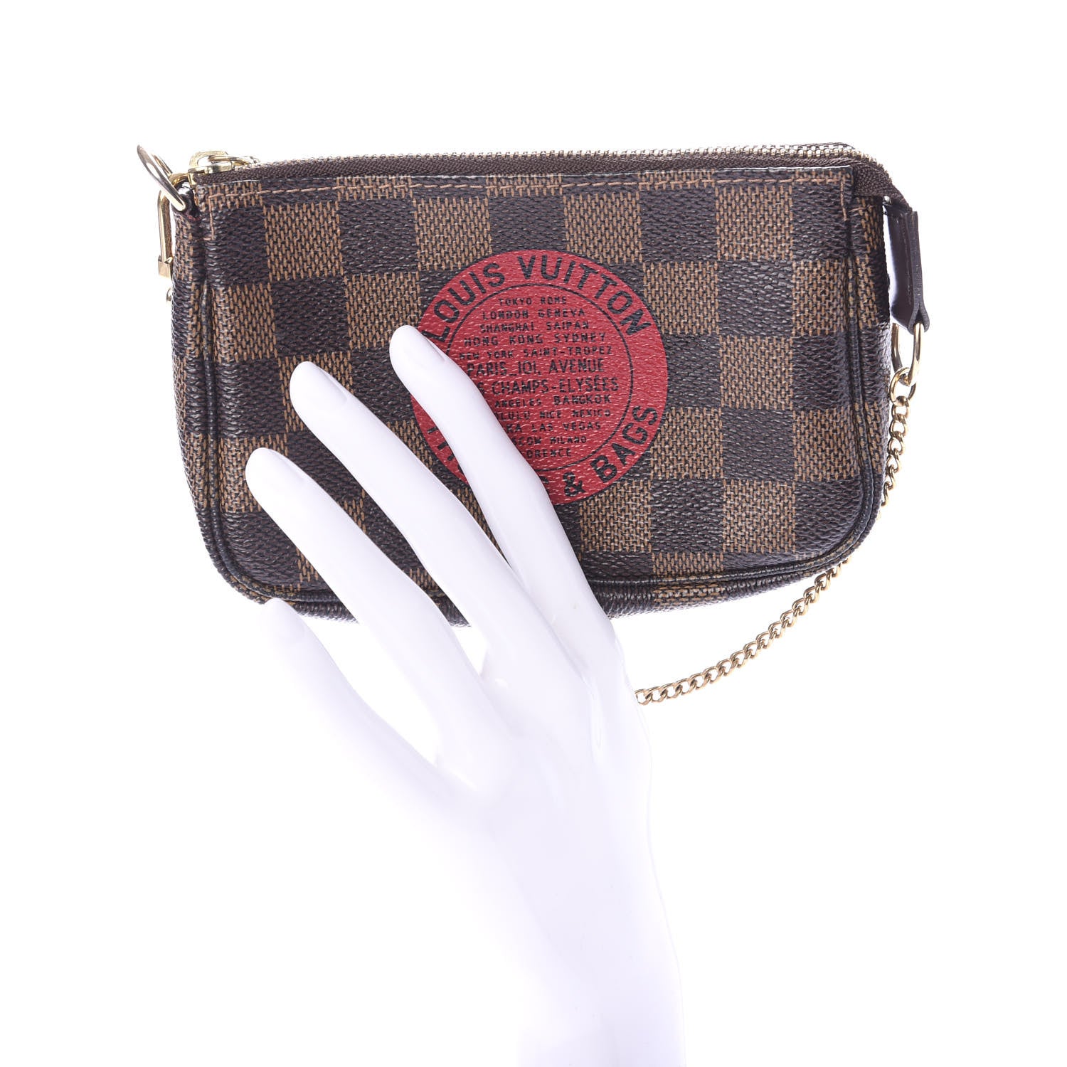 Louis Vuitton Damier Ebene Complice Trunks and Bags Mini Pochette Accessories Red 2 of 8