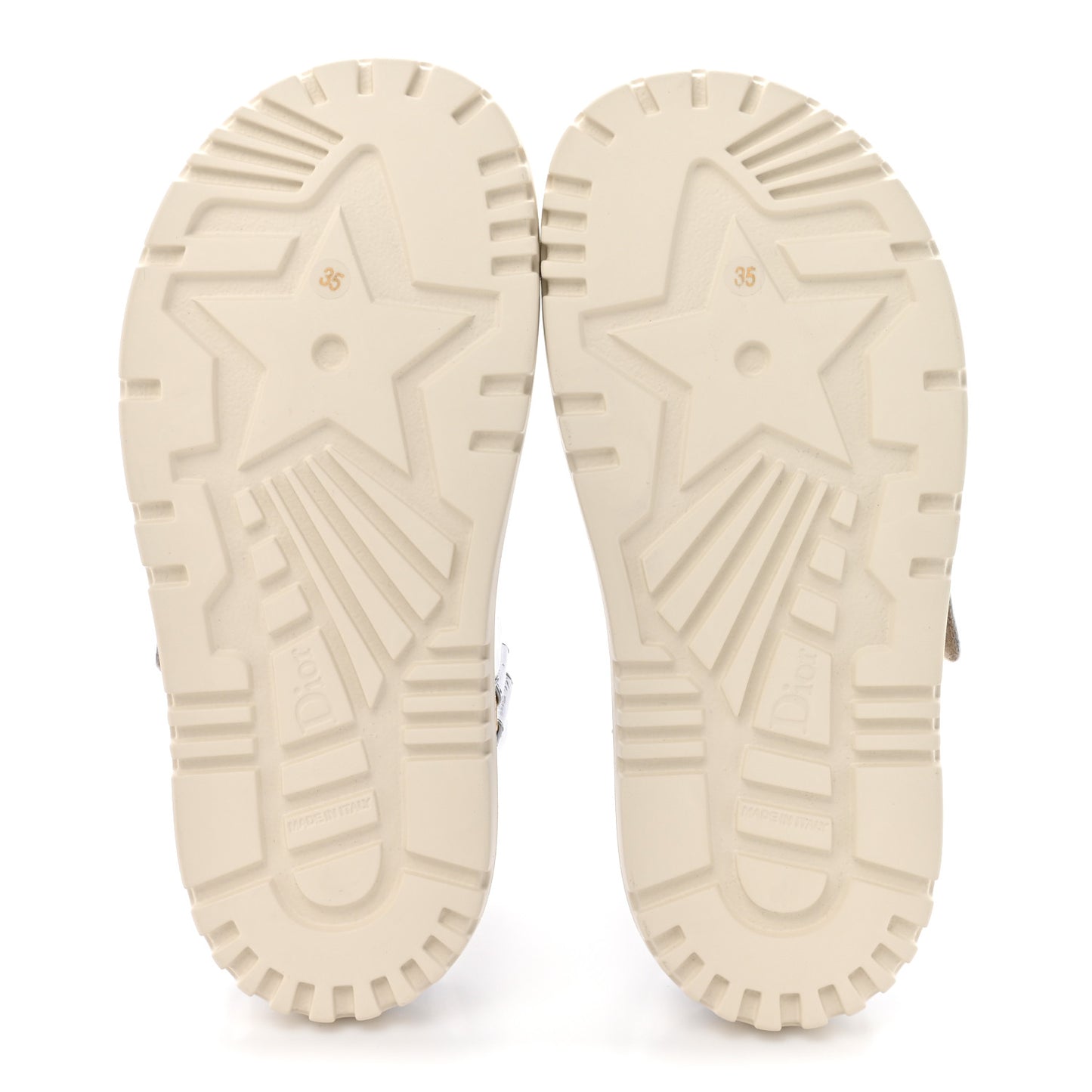 Laminated Crinkled Calfskin Dioract Sandals 35 Indigo Metal