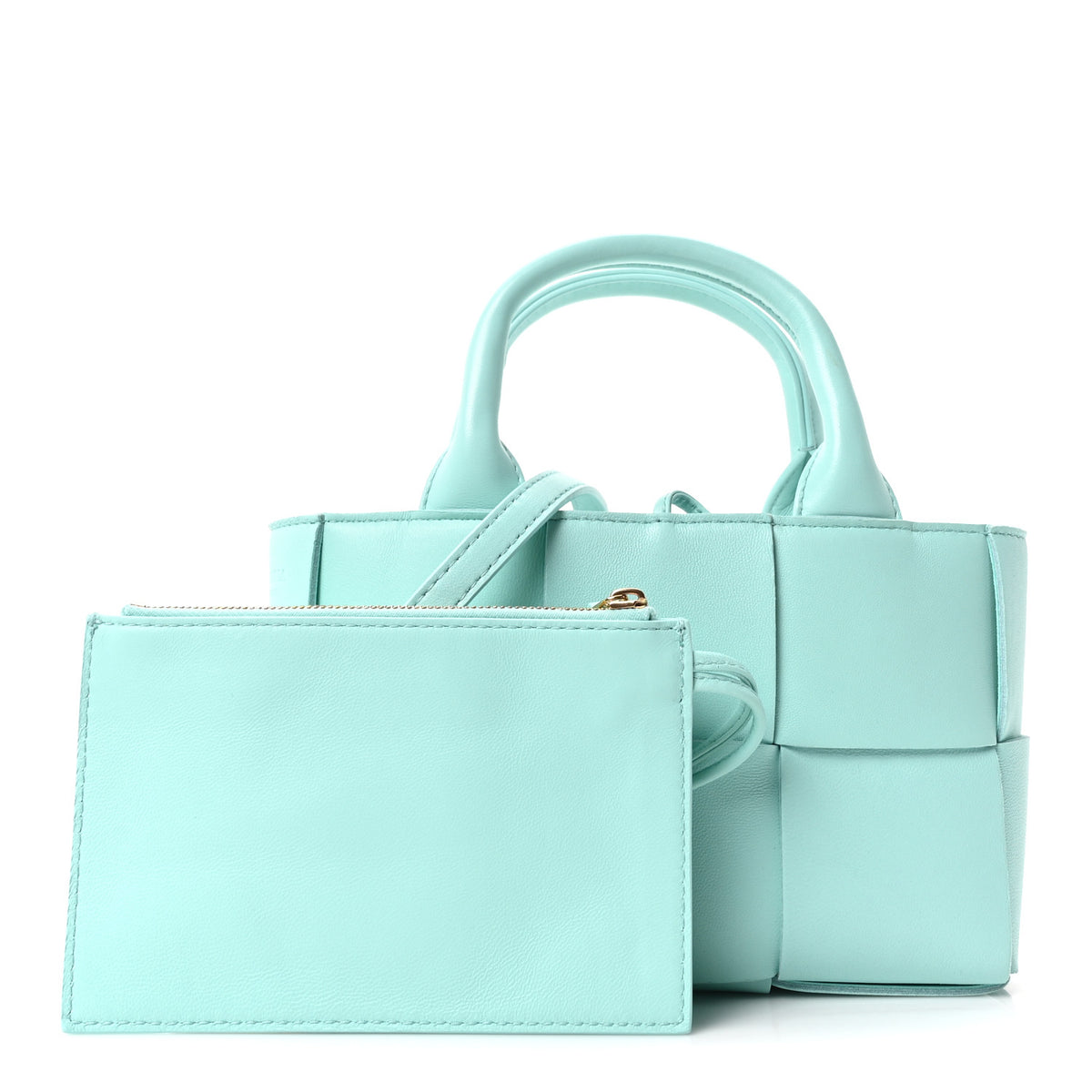 Bottega Veneta Grained Calfskin Maxi Intrecciato Mini Arco Tote Pale Blue 3 of 10