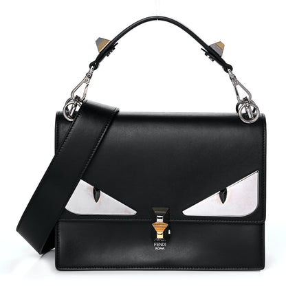 Fendi Vitello Liberty Lucido Metal Monster Eyes Studded Kan I Shoulder Bag Black 1 of 18