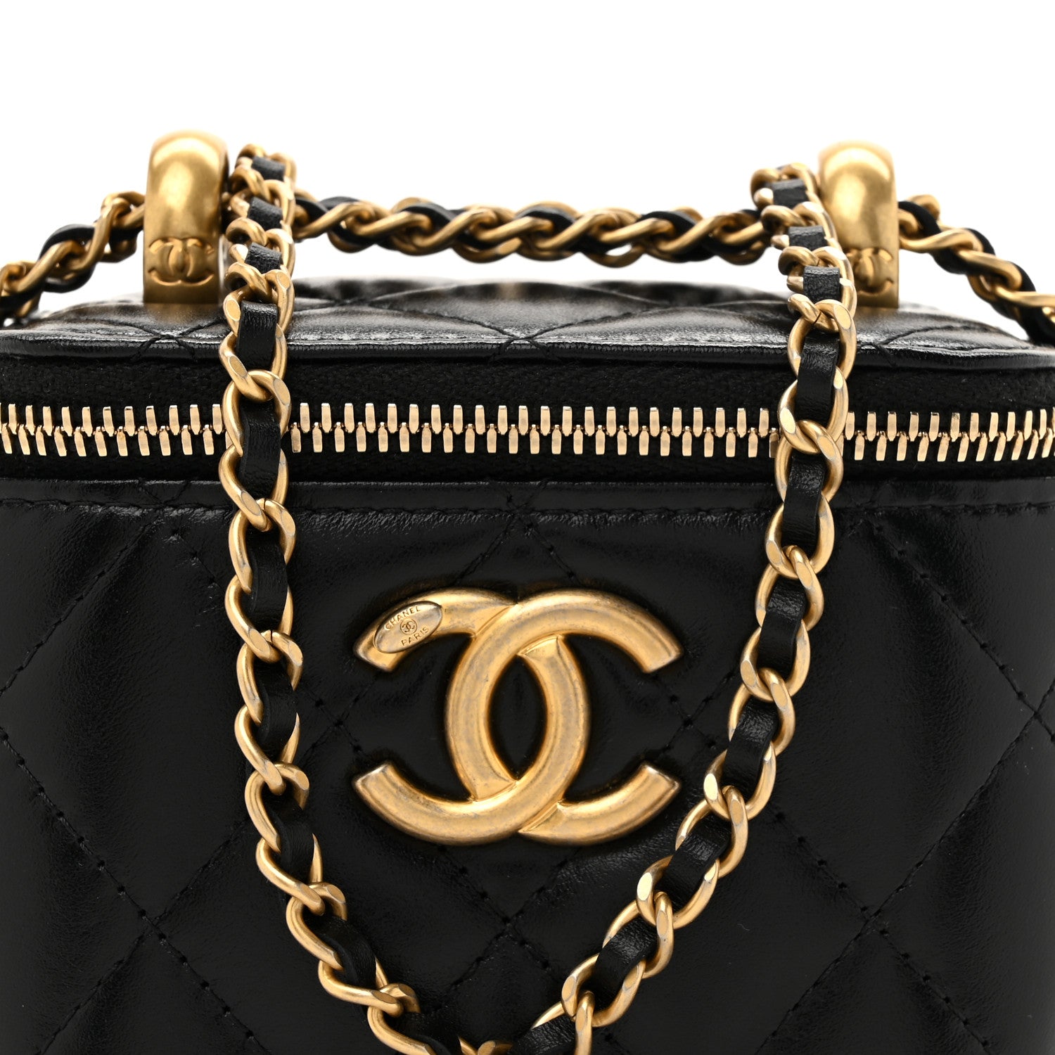 Chanel Calfskin Quilted Mini Perfect Fit Vanity Case With Chain Black 8 of 11