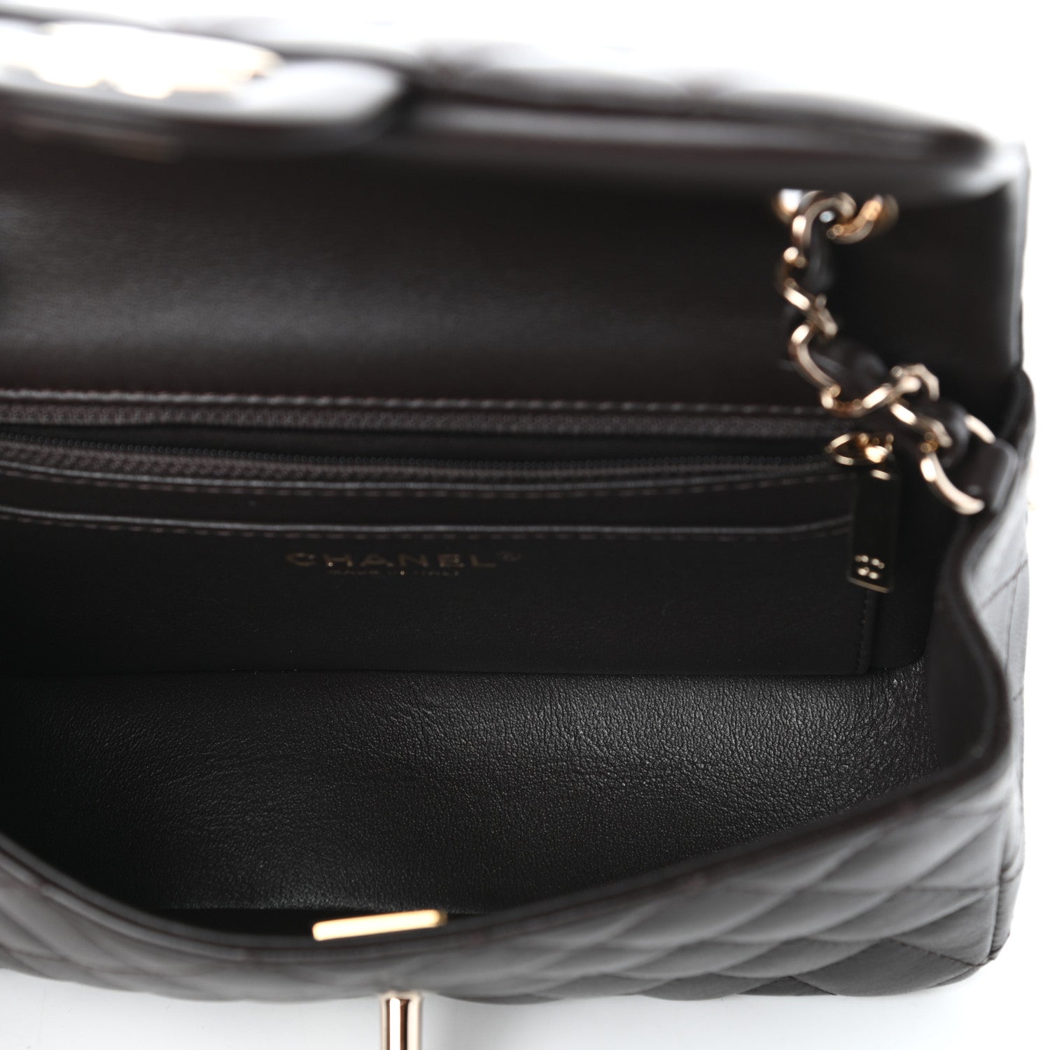 Chanel Lambskin Quilted Mini Rectangular Flap Dark Brown 5 of 10