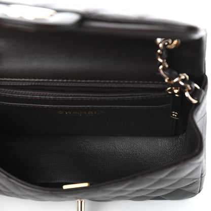 Chanel Lambskin Quilted Mini Rectangular Flap Dark Brown 5 of 10