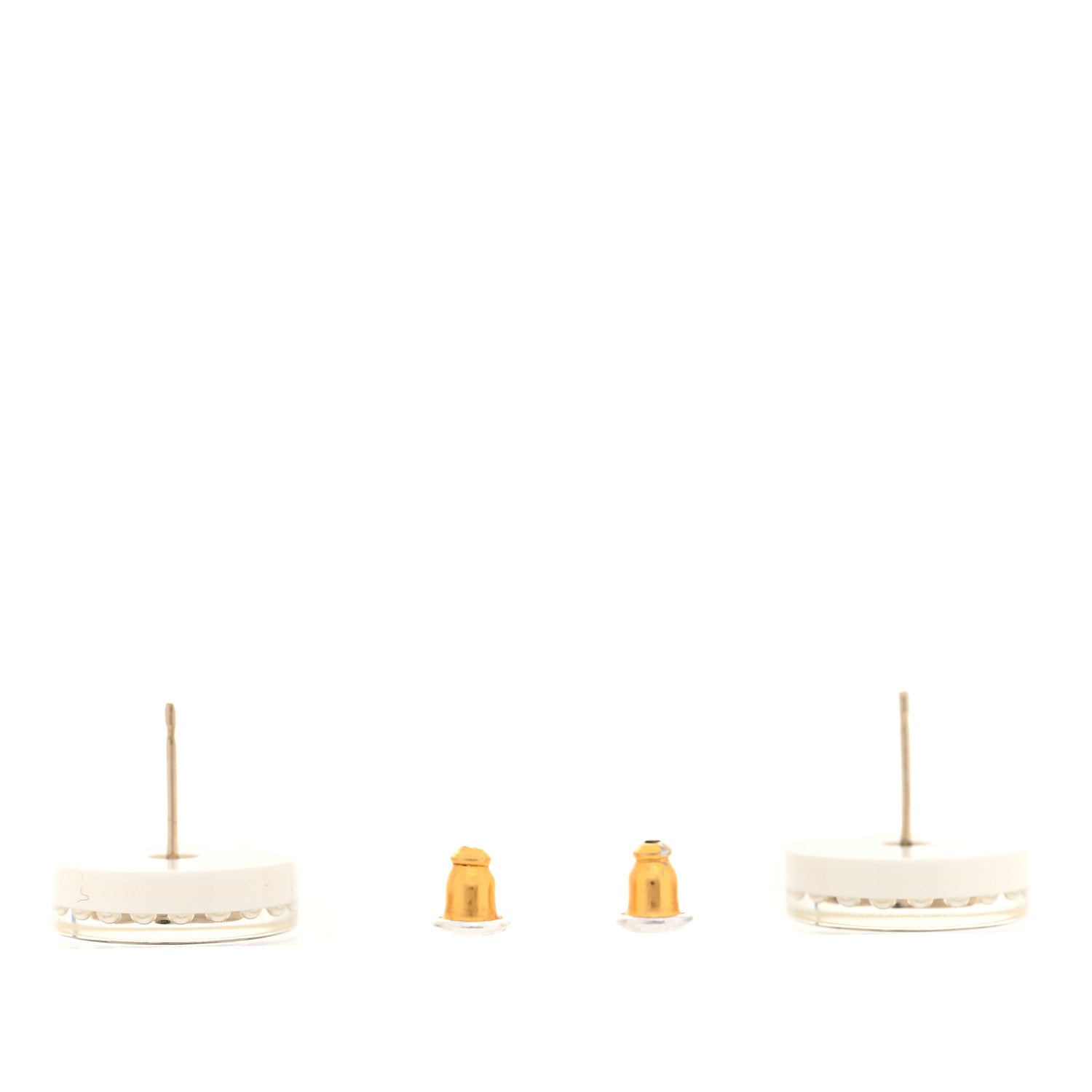 Chanel Resin Pearl Round CC Earrings White Black 3 of 4