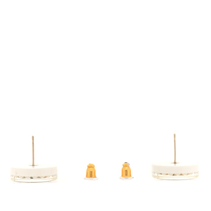 Chanel Resin Pearl Round CC Earrings White Black 3 of 4