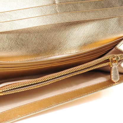 Prada Saffiano Continental Flap Wallet Platino 6 of 10