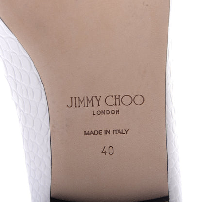 Jimmy Choo Calfskin Crocodile Embossed Joselyn Flats 40 White 9 of 9
