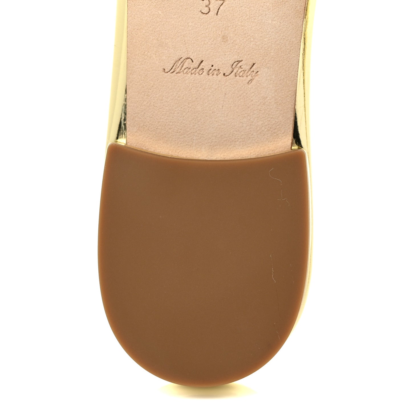 Metallic Lambskin Embossed Monogram Revival Flat Mules 37 Gold