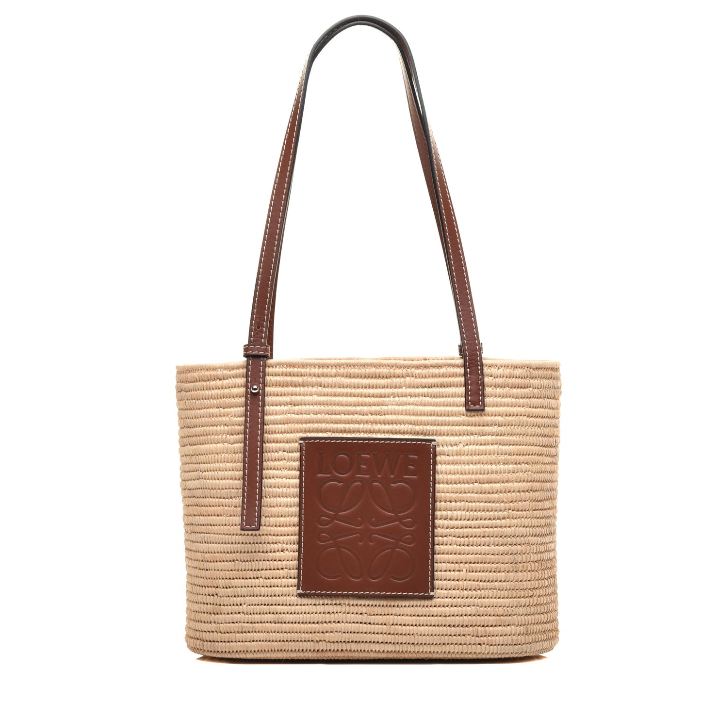 Raffia Small Square Basket Tote Bag Natural Tan