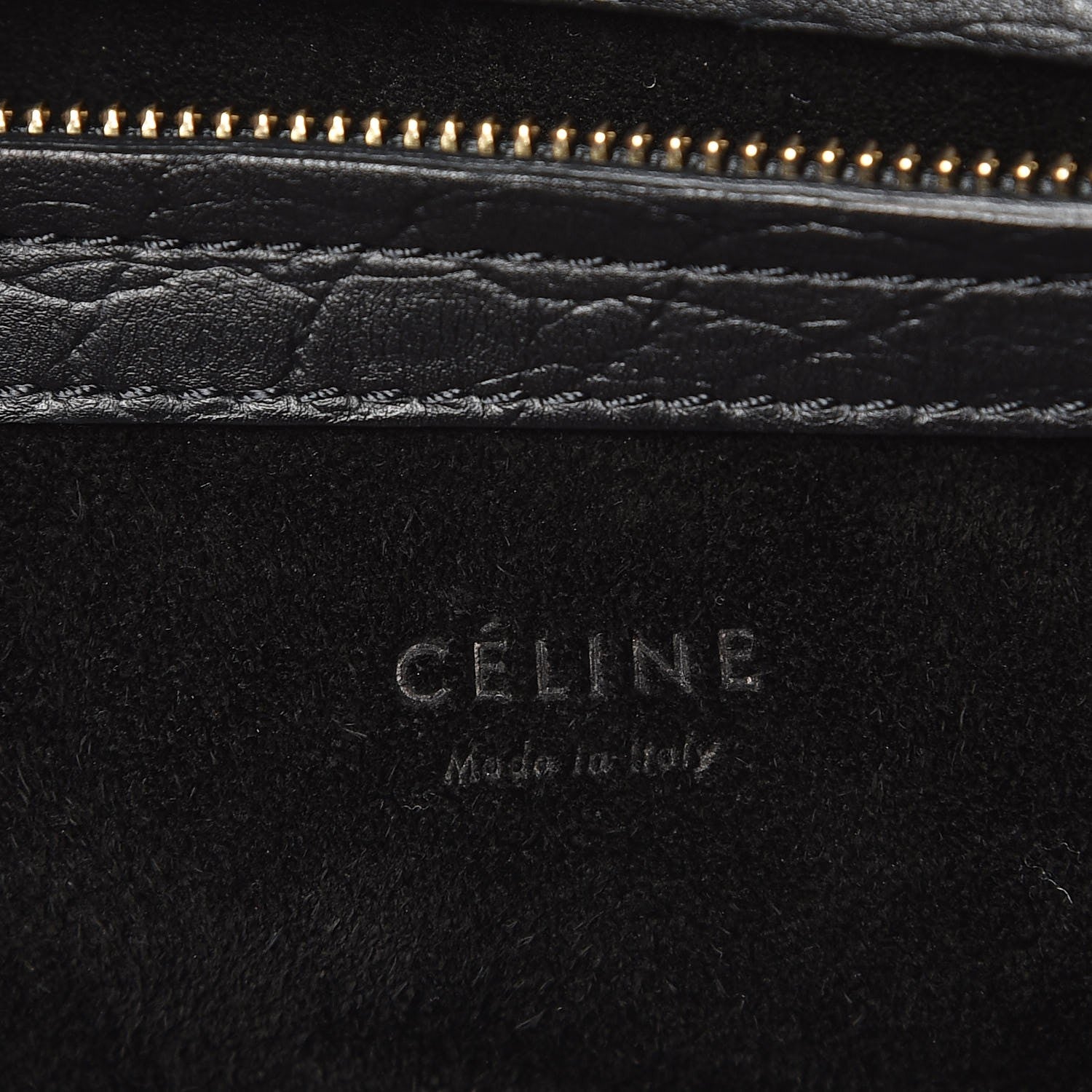 Celine Crocodile Embossed Calfskin Medium Phantom Luggage Black 6 of 8