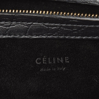 Celine Crocodile Embossed Calfskin Medium Phantom Luggage Black 6 of 8