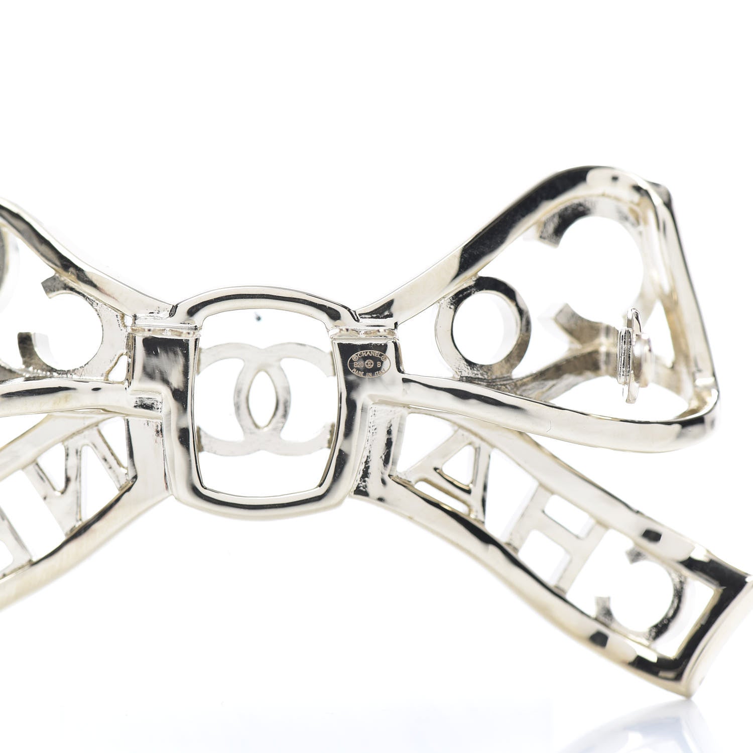 Chanel Metal Crystal Bow-tiful CC Hair Clip Gold 3 of 4