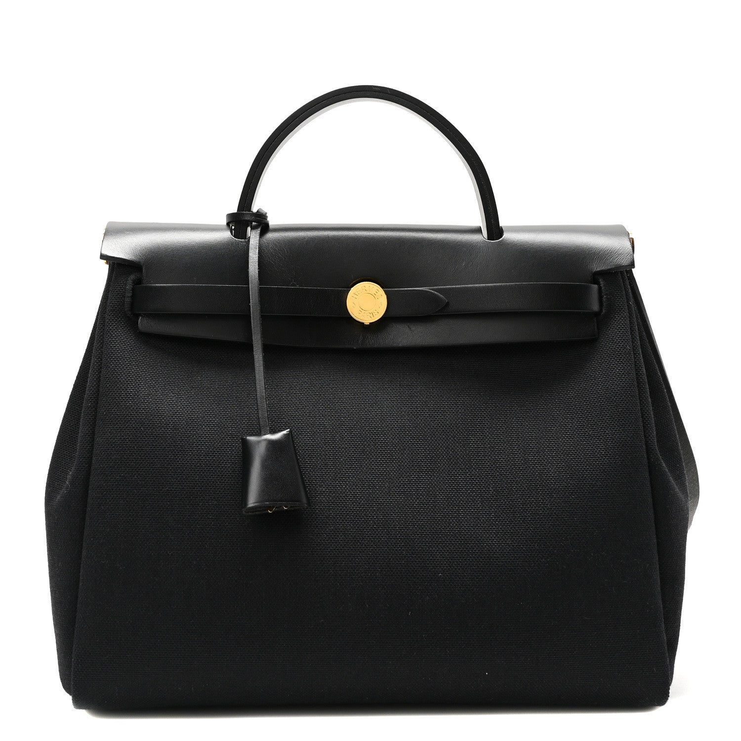 Hermes Military Toile Vache Hunter Herbag Zip Retourne 31 PM Black 1 of 11