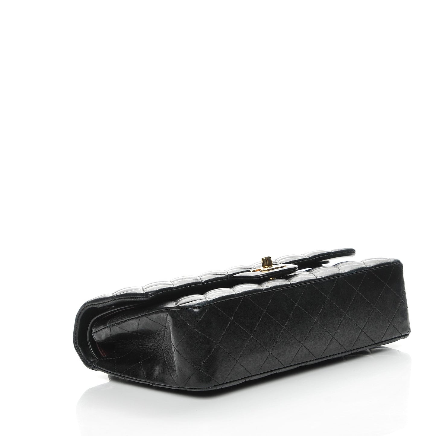 Lambskin Quilted Medium Double Flap Black