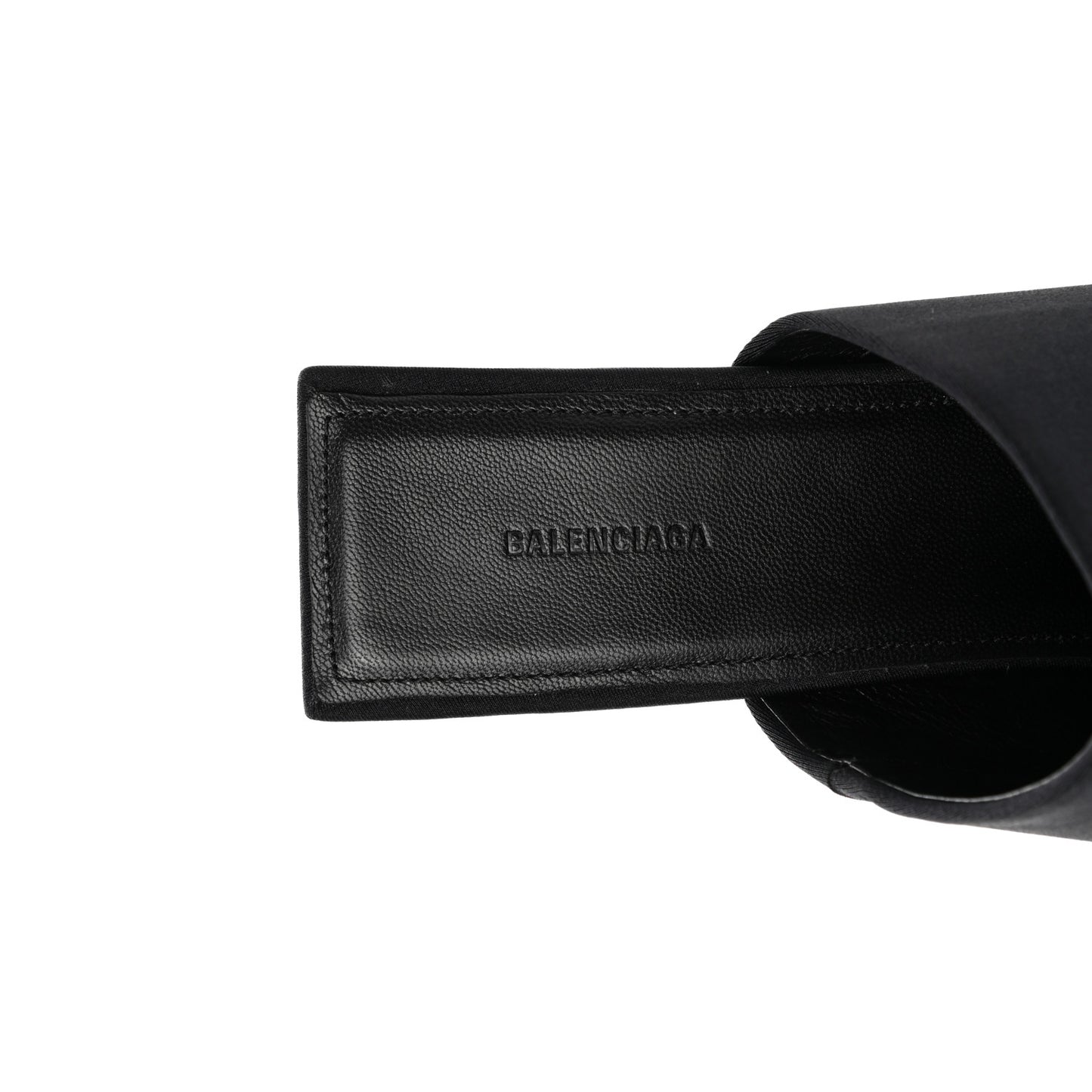 Satin Square Mule Heel Sandals 39 Black