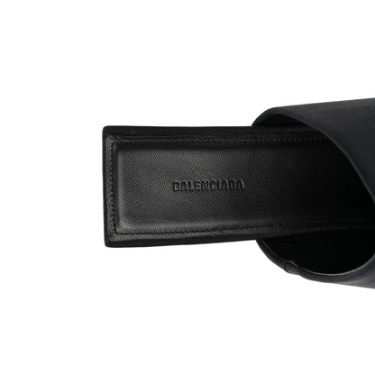 Balenciaga Satin Square Mule Heel Sandals 39 Black 7 of 10