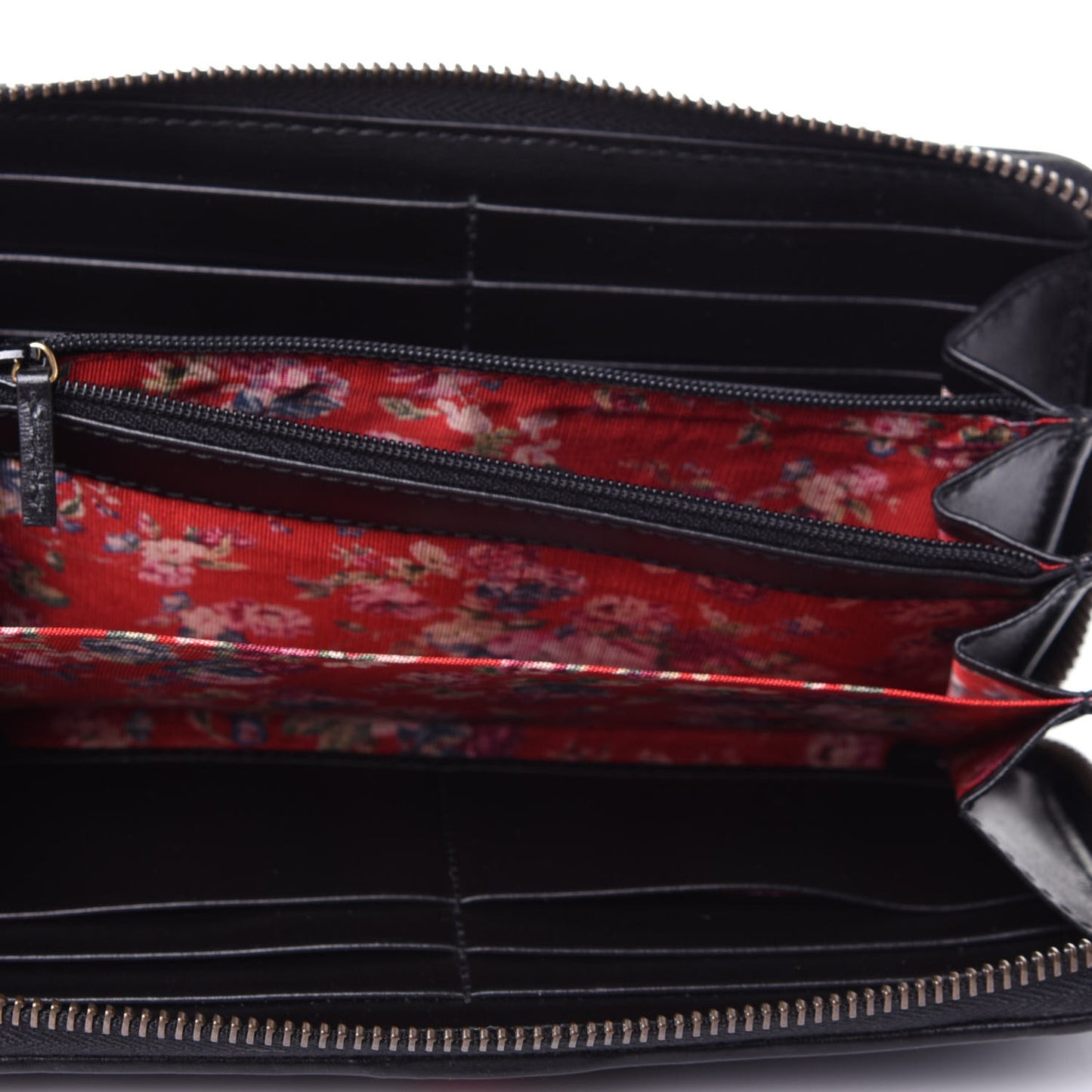 Calfskin Web Trapuntata GG Zip Around Wallet Black