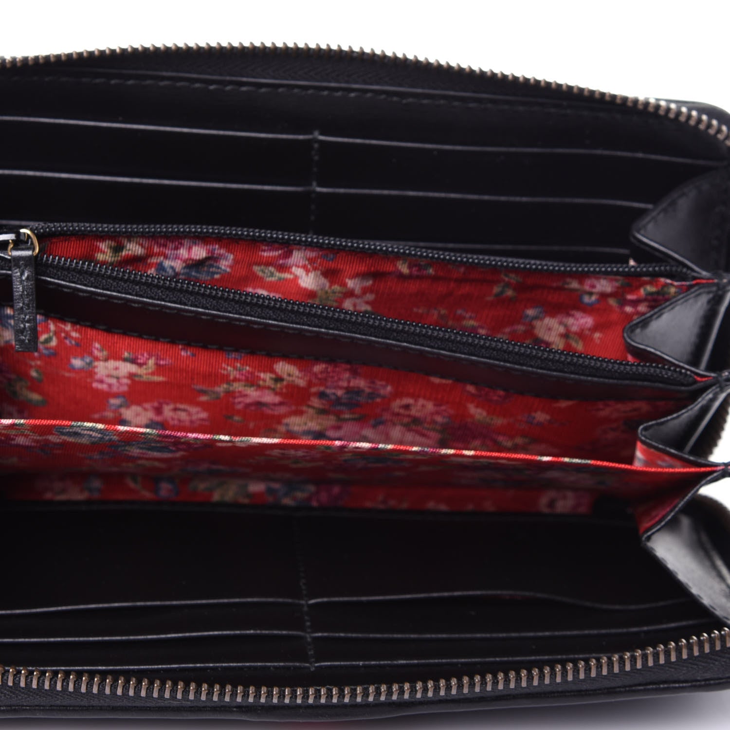 Gucci Calfskin Web Trapuntata GG Zip Around Wallet Black 5 of 11
