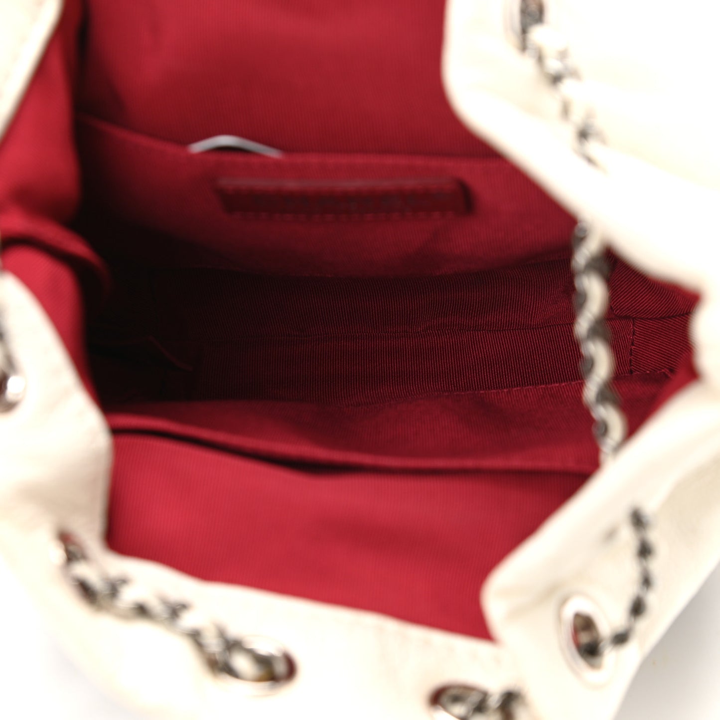 Aged Calfskin Quilted Small Gabrielle Bucket White Black