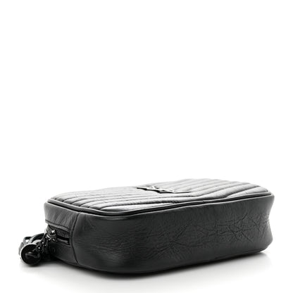 Saint Laurent Calfskin Matelasse Monochrome Monogram Mini Lou Camera Bag Black 4 of 10
