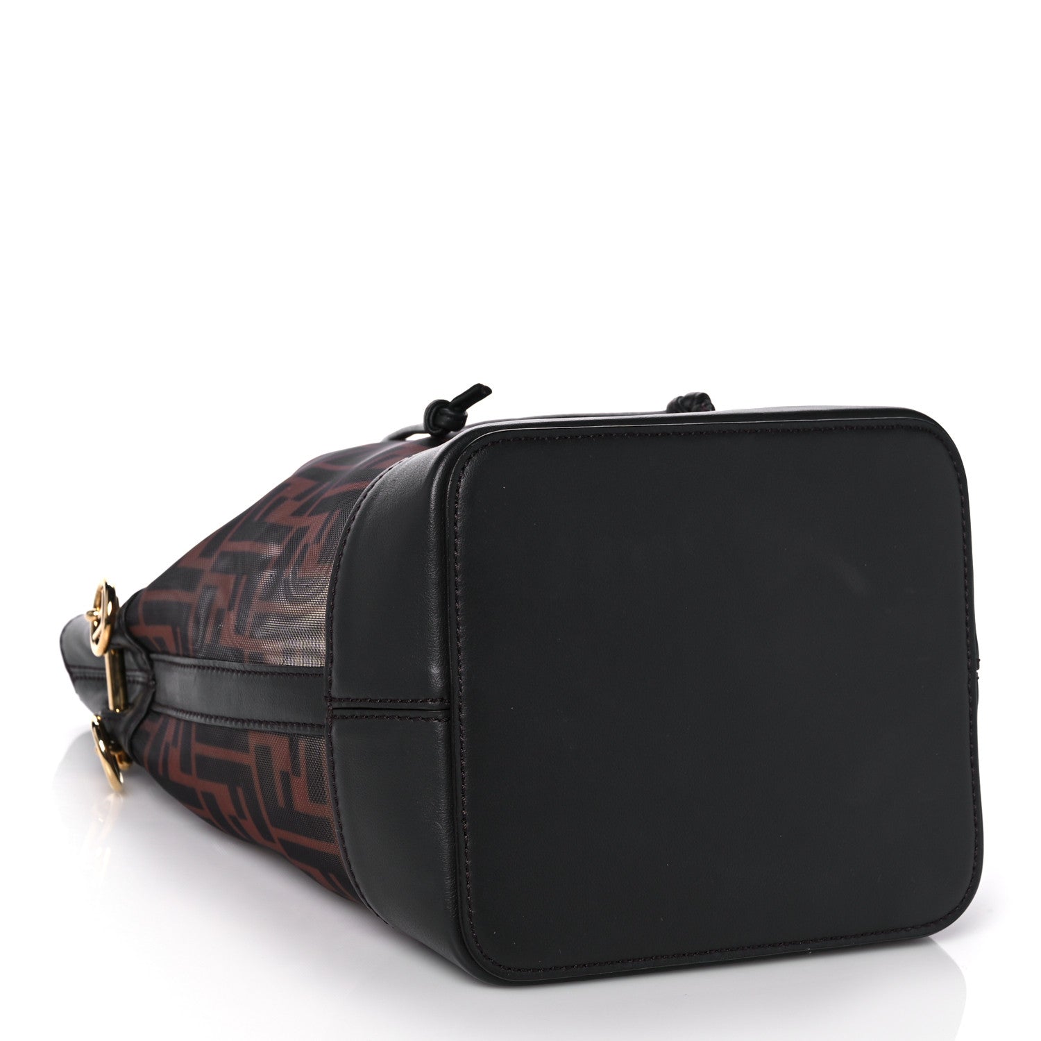 Fendi Mesh Vitello Grace F is Fendi FF 1974 Grande Mon Tresor Bucket Bag Marrone Black Ebano 4 of 15