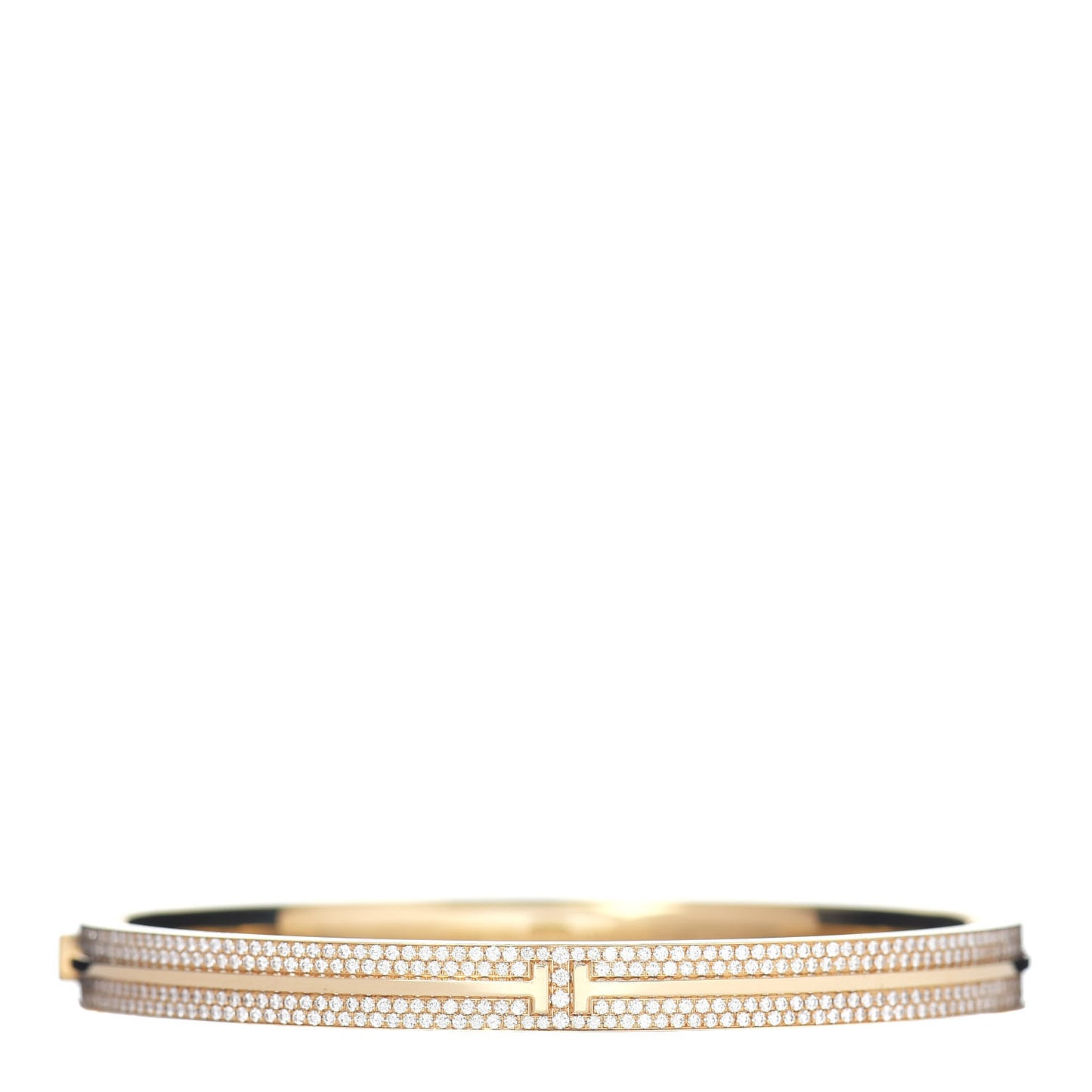 18K Yellow Gold Diamond T Hinged Pave Bracelet