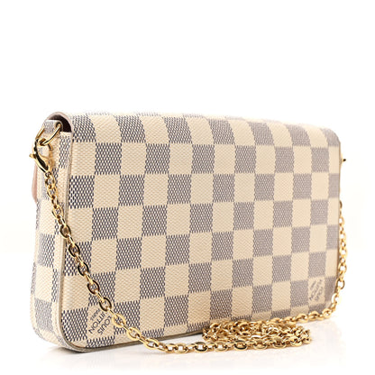 Louis Vuitton Damier Azur Pochette Felicie Chain Wallet Rose Ballerine 4 of 15