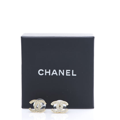 Chanel Crystal CC Earrings Gold 5 of 5