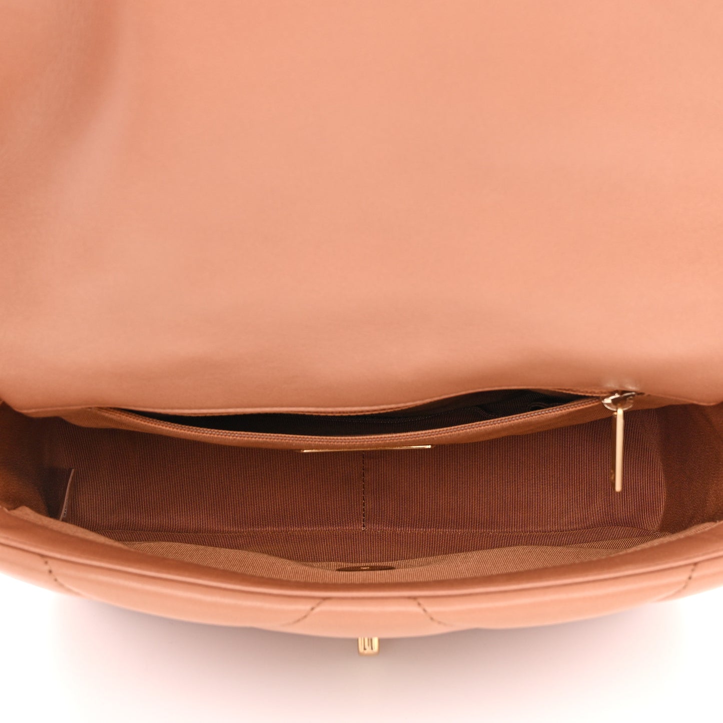 Lambskin Quilted Medium Chanel 19 Flap Brown