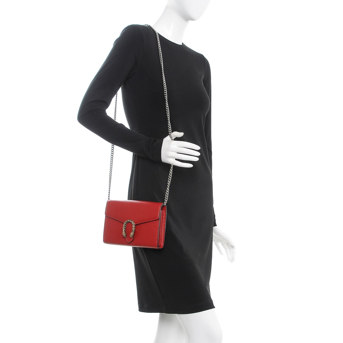 Calfskin Mini Dionysus Chain Wallet Hibiscus Red