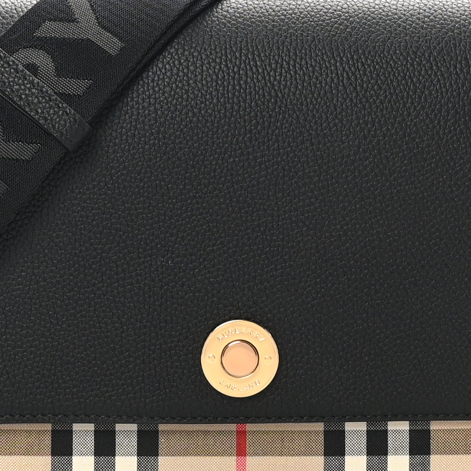 Burberry Grainy Calfskin Vintage Check Note Crossbody Bag Black 7 of 9