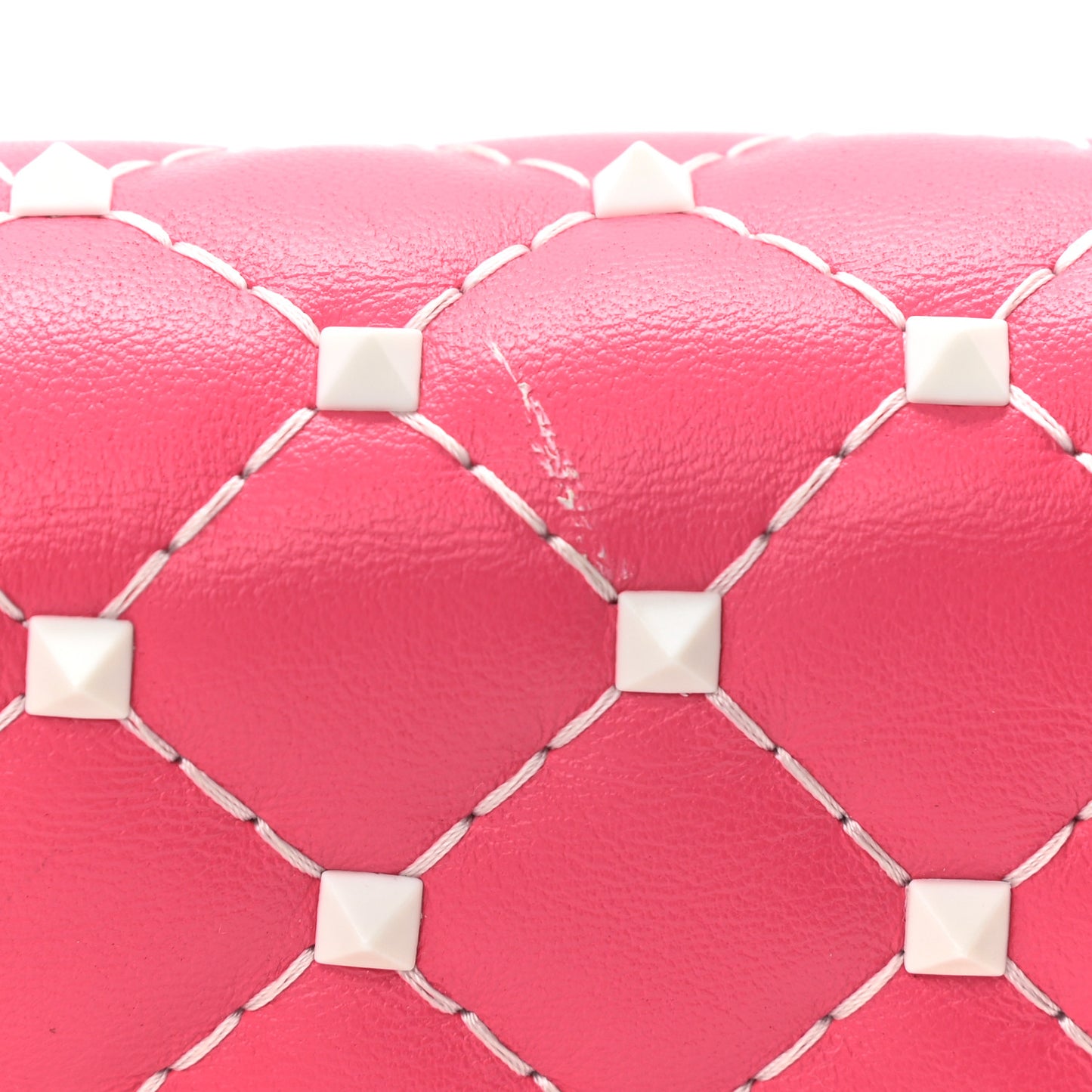 Lambskin Free Rockstud Spike Wallet On Chain Shadow Pink