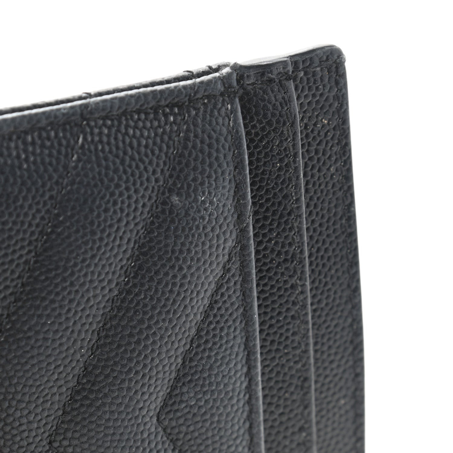 Saint Laurent Grain De Poudre Matelasse Chevron Monogram Credit Card Case Black 8 of 9