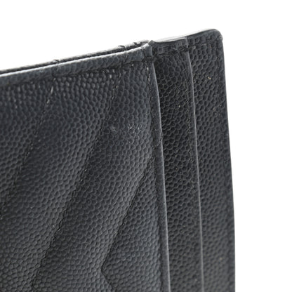 Saint Laurent Grain De Poudre Matelasse Chevron Monogram Credit Card Case Black 8 of 9