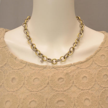David Yurman Sterling Silver and 18k Large Oval Link Necklace 2 of 3
