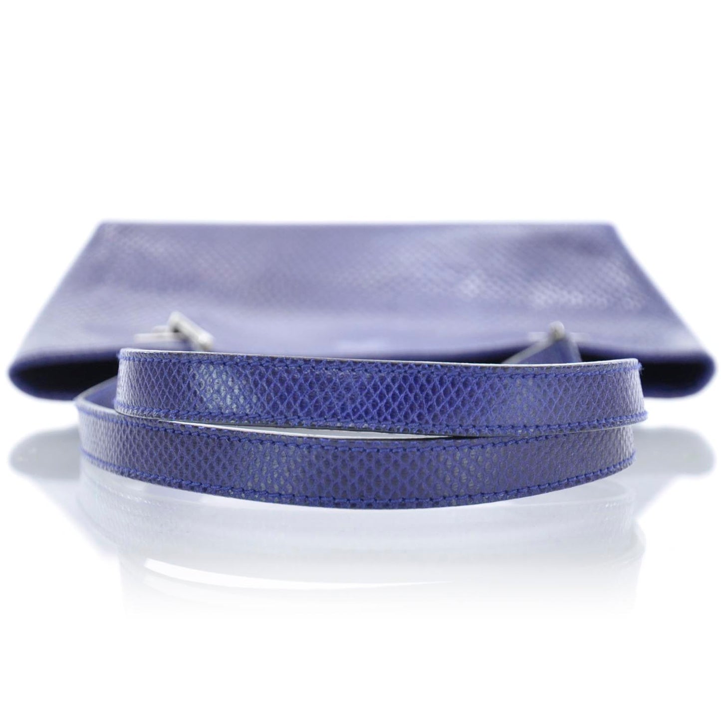 Lizard Embossed Leather Shoulder Bag Purple