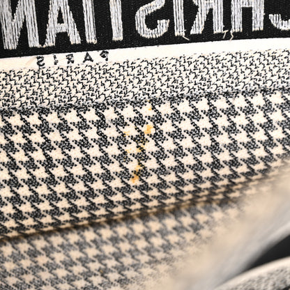 Christian Dior Canvas Houndstooth Embroidered Medium Book Tote Black White 11 of 27