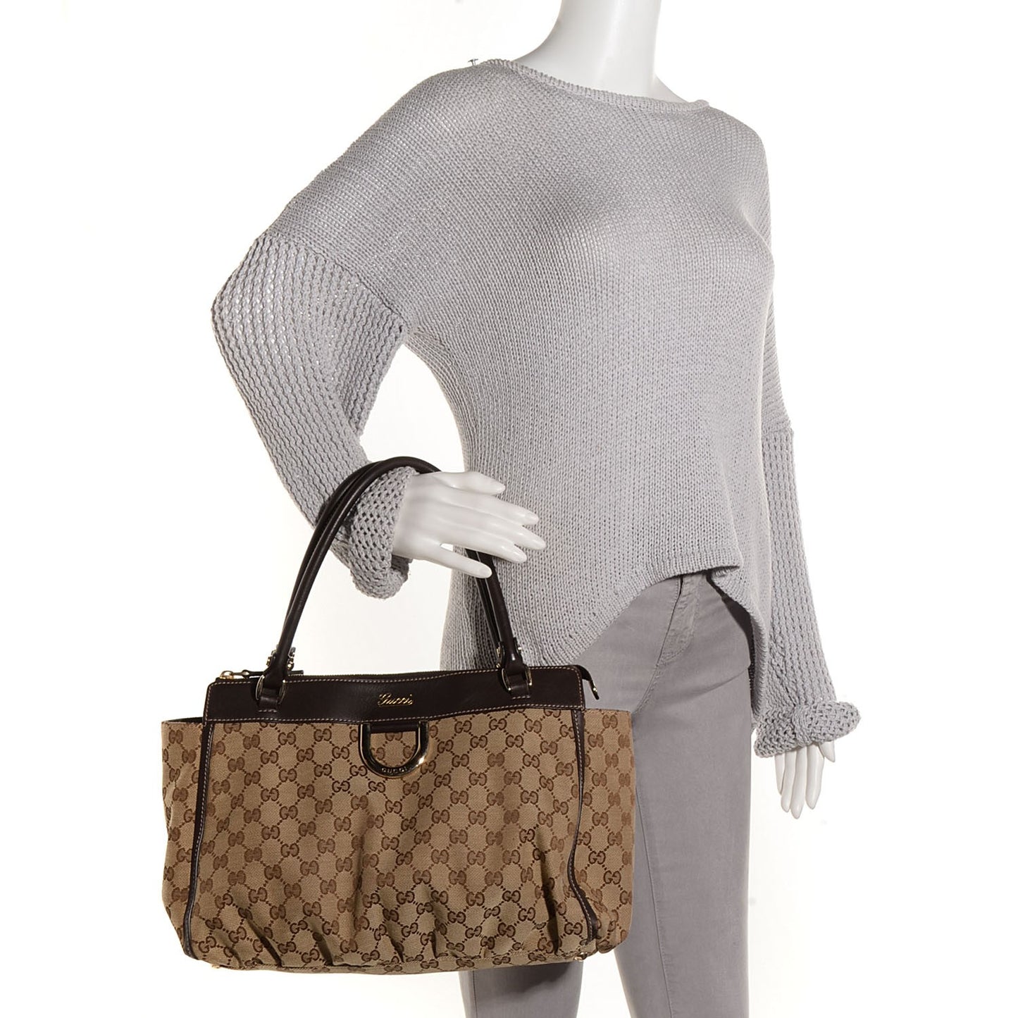 Monogram D Gold Tote Dark Brown