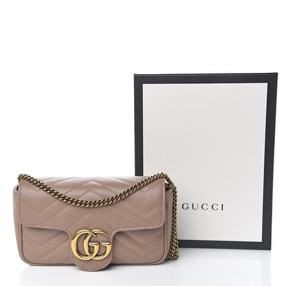 Gucci Calfskin Matelasse Super Mini GG Marmont Shoulder Bag Porcelain Rose 11 of 11