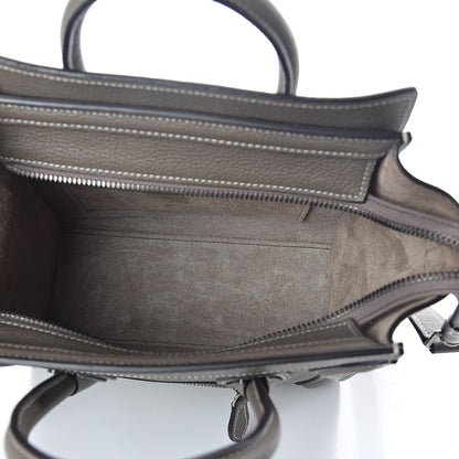 Celine Drummed Calfskin Nano Luggage Souris 5 of 9