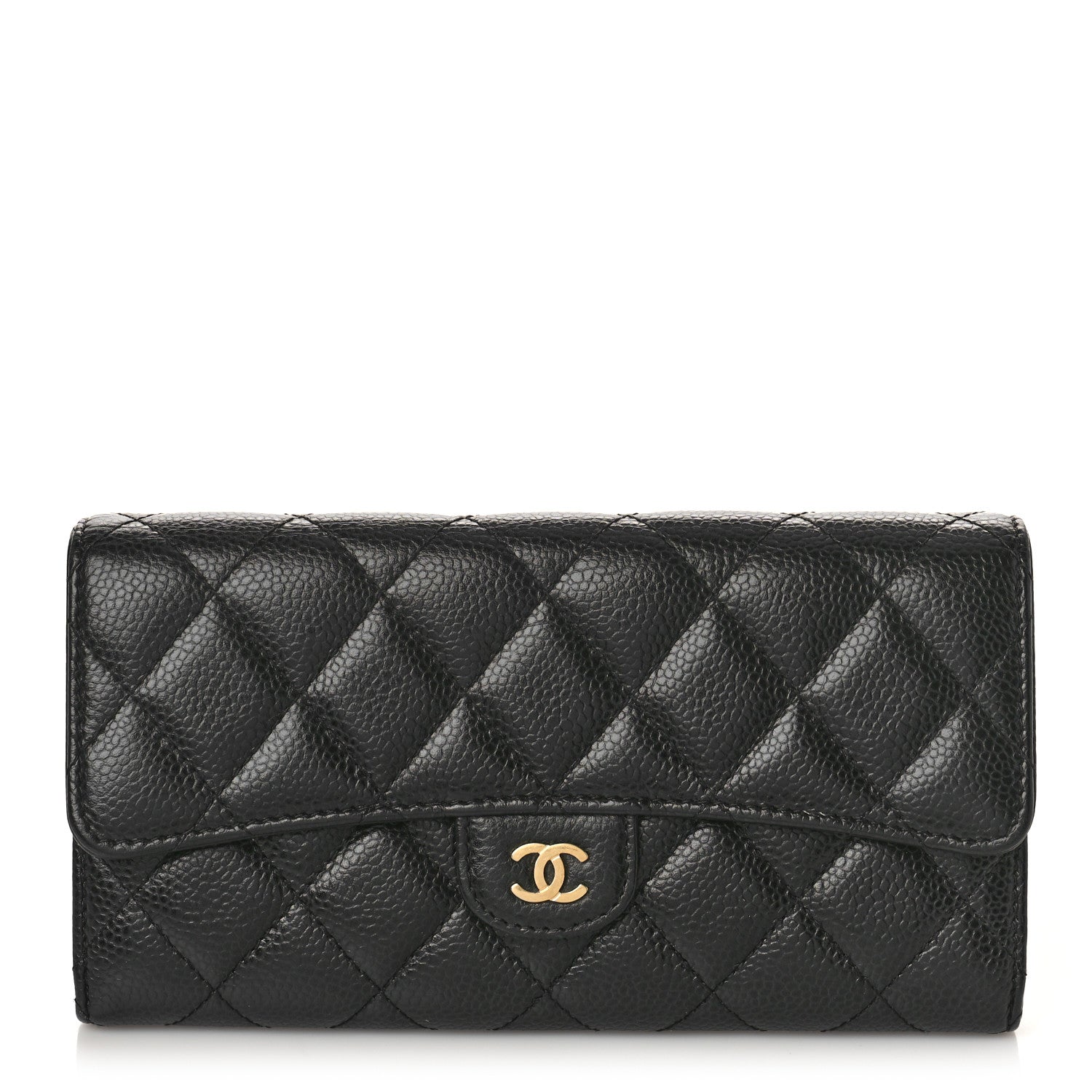 Chanel Caviar Quilted Large Gusset Flap Wallet Black 1 of 9